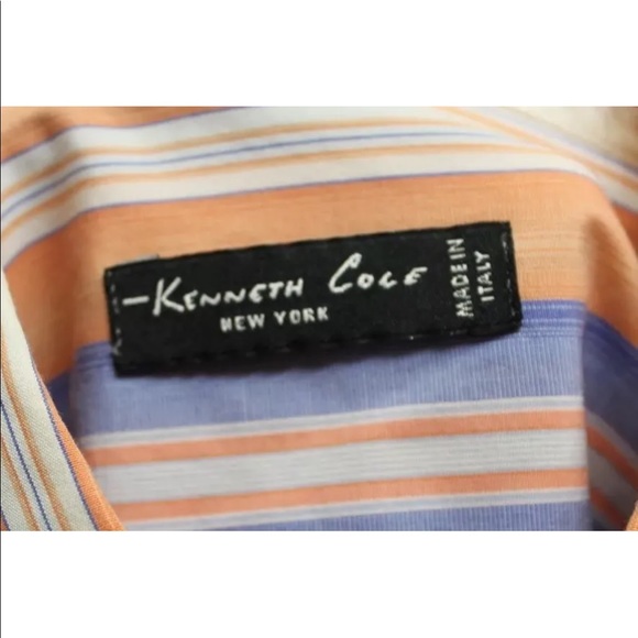 Kenneth Cole Women Orange Stripe Long Sleeve Dress Shirt Italy Made Small Cotton - Picture 5 of 9